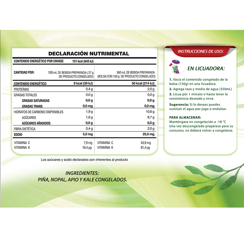 Smoothie Jugo Verde - Prakticongelados