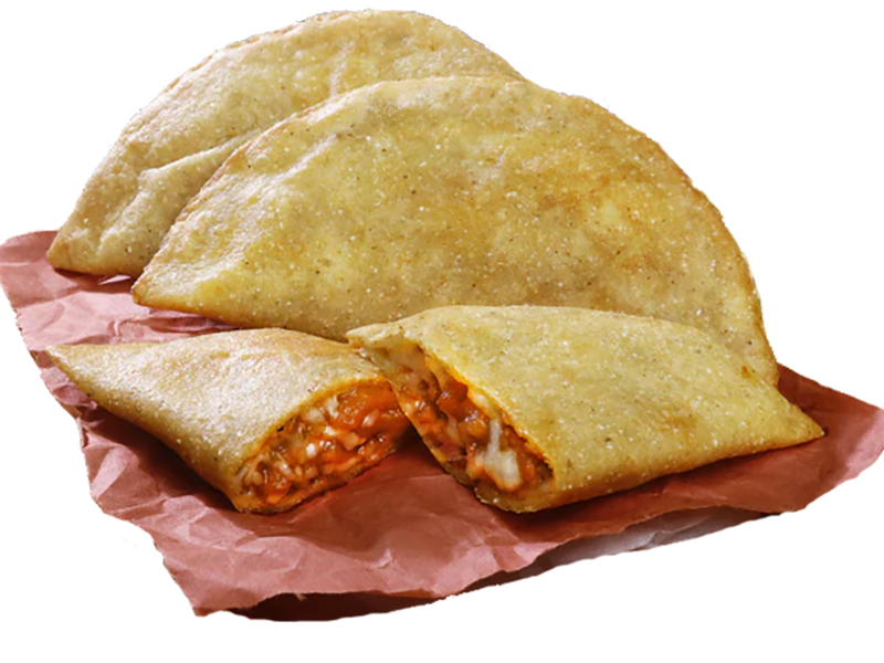 Quesadillas fritas de Chicharrón Salsa Molcajete