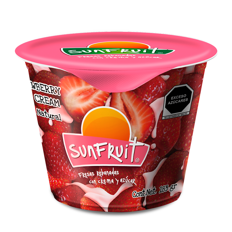 Fresas rebanadas con crema y azúcar - Prakticongelados