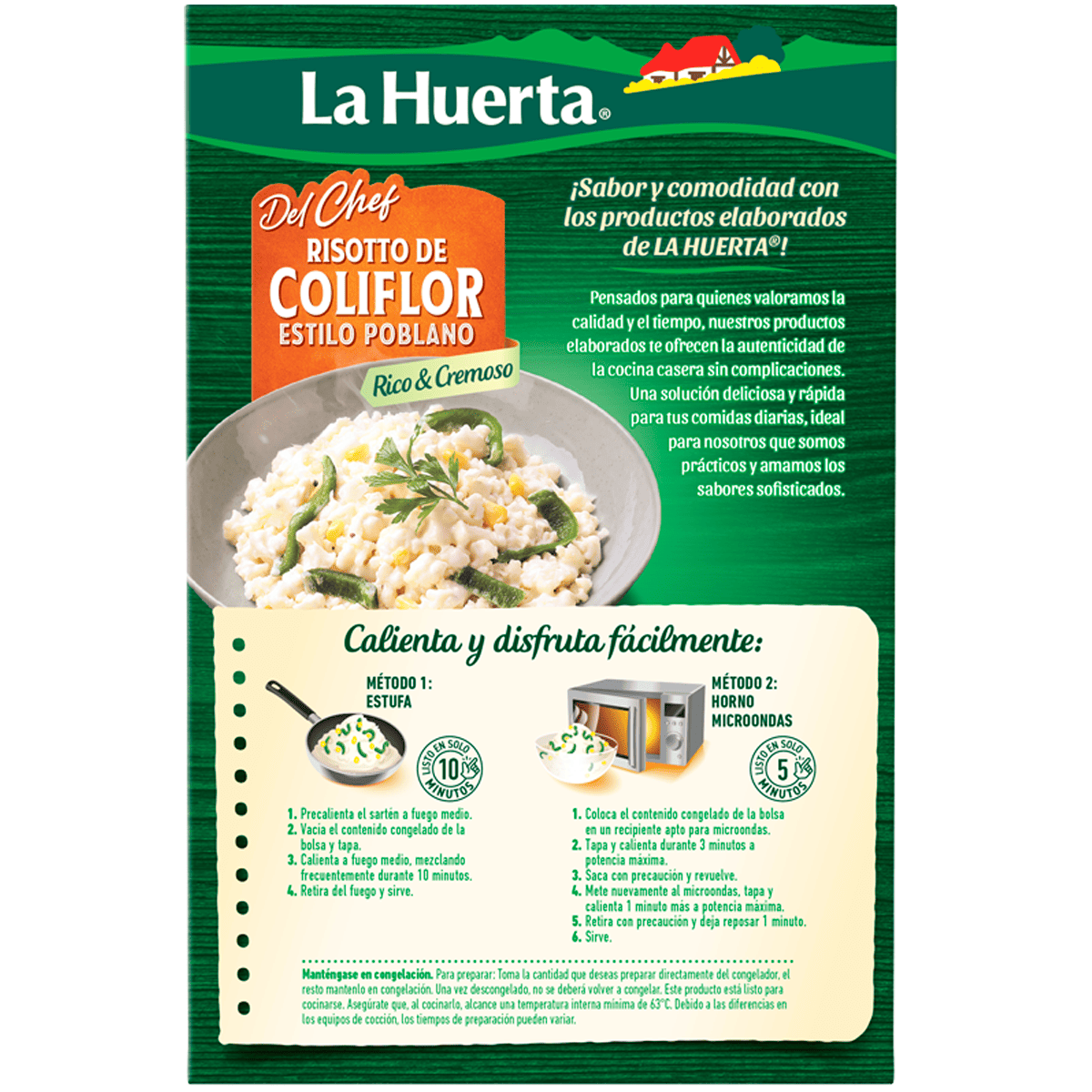 Risotto de Coliflor estilo Poblano - Prakticongelados